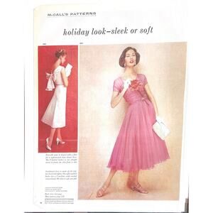 Vtg Print Ad McCalls Patterns Formal Dress Pink Valentine Holiday 1956 50s Prom
